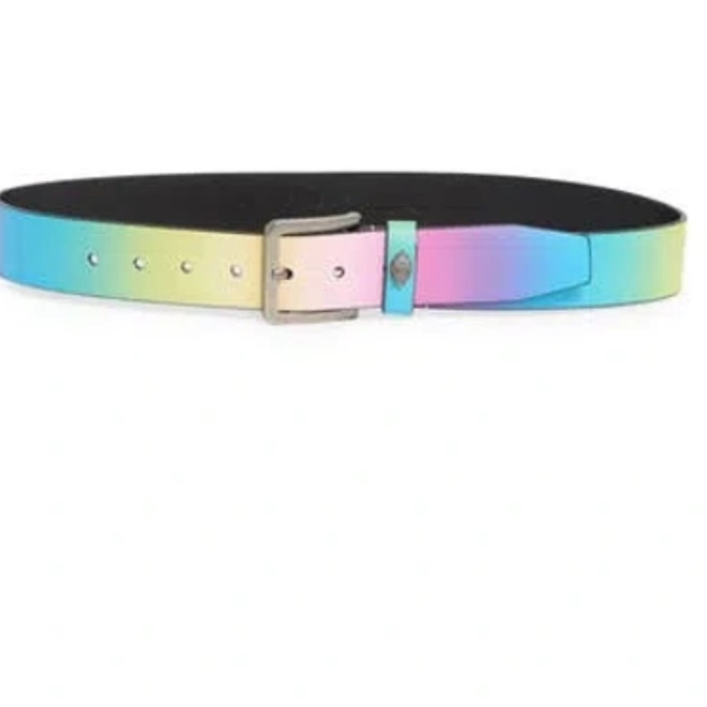 KURT GEIGER Men’s London Rainbow Leather Belt In Pastel (damaged)